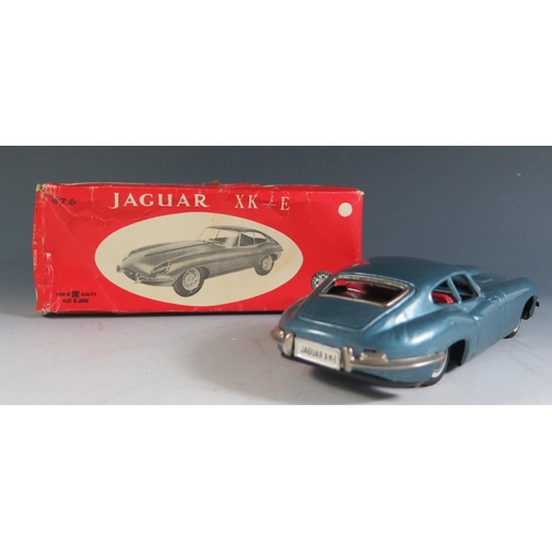 113 - A Bandai 876 Tinplate Jaguar XK-E in Metallic Blue in Original Box