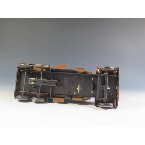 114 - A Scarce Clockwork Tinplate Tippco Tipp & Co. German Searchlight Truck, Motor Works (25cm approx).