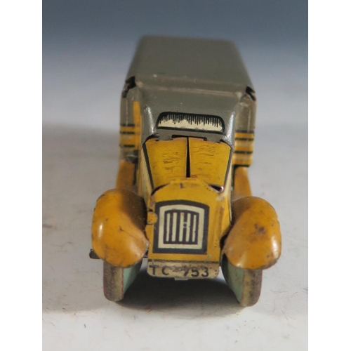 114b - A Scarce Tippco Tipp & Co Clockwork Tinplate Truck in Yellow and Grey Made in Germany, Working Motor... 