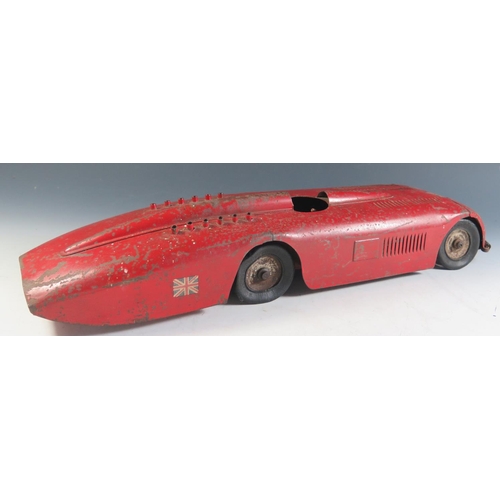 118 - A Scarce 1920's Kingsbury Tinplate Clockwork Sunbeam Land Speed Record Car Made in USA, Motor Works ... 