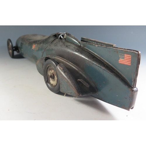 119 - A Scarce 1920's Kingsbury Tinplate Clockwork Cambell-Napier Bluebird Land Speed Record Car Made in U... 