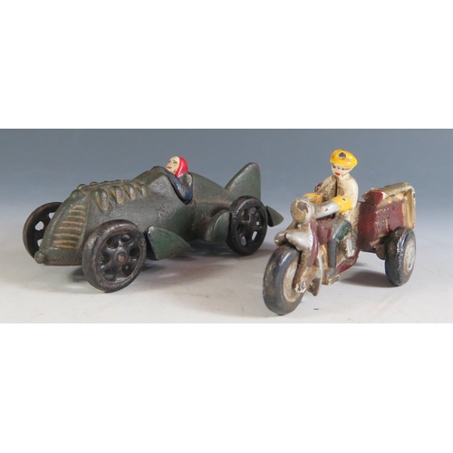 132a - Two Hubley Cast Iron Toys, One Racing Car and The Other a 