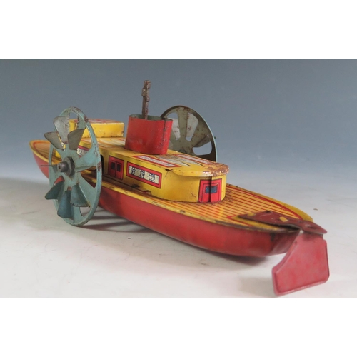 133 - A Mettoy (England) 1940's Tinplate Paddle Steamer (27.5cm approx).