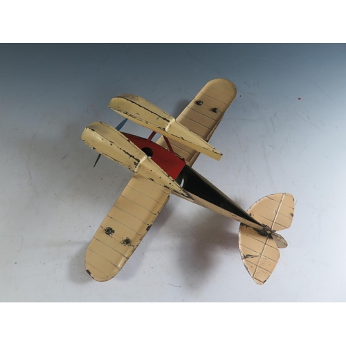 144 - Meccano No. 2 Aero Constructor Seaplane, Bi-plane in Red and Cream with Manual (28cm approx wingspan... 