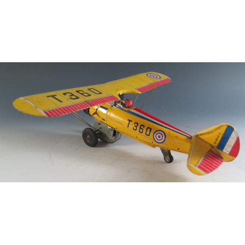 145 - A Stratco Japanese Battery Operated Tinplate Bristol Bulldog Airplane, Untested (36.5cm approx wings... 