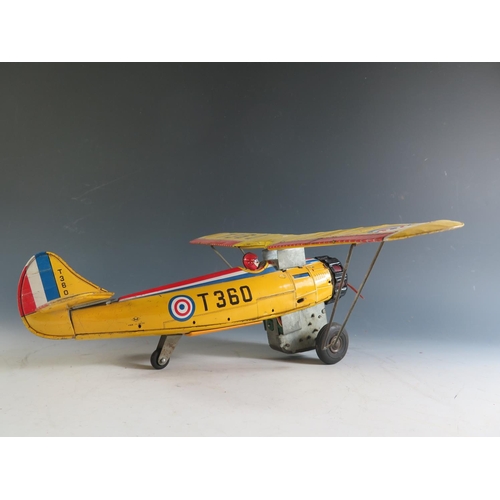 145 - A Stratco Japanese Battery Operated Tinplate Bristol Bulldog Airplane, Untested (36.5cm approx wings... 