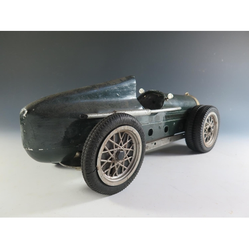 156 - An Unusual Three Spring Driven Race Car. The front tyres are marked Meccano however I do not think t... 