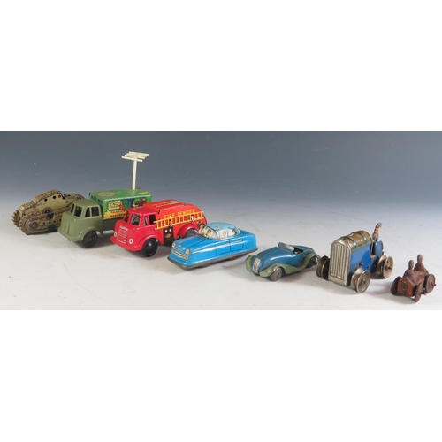 166a - A Selection of Tinplate Toys Including Wells Brimtoy, Gama etc. (some not working).