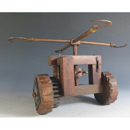 175 - A 19th Century Wooden and Metal Model of a 1483 Carro Falcato Scythed Chariot designed by Leonardo D... 