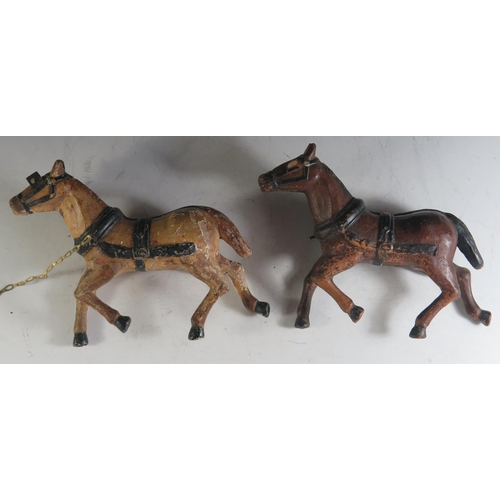 176 - Two 19th Century? Paper Mache Horses (21cm approx).