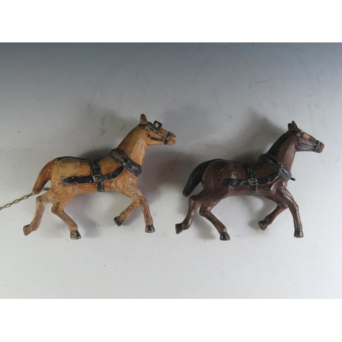 176 - Two 19th Century? Paper Mache Horses (21cm approx).