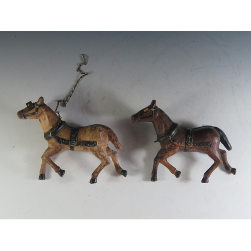 176 - Two 19th Century? Paper Mache Horses (21cm approx).