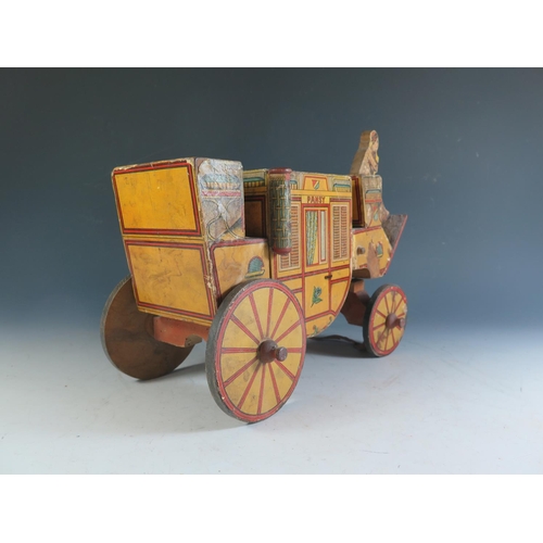 178 - A Late 19th Century Wooden with Paper Litho Four-In-Hand Coach made by Bliss of Pawtucket, RI, U.S.A... 