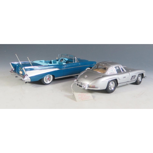 208 - Two 1:24 Scale Models, Franklin Mint 1954 Mercedes - Benz 300SL, Danbury Mint 1957 Chevrolet Bel Air... 