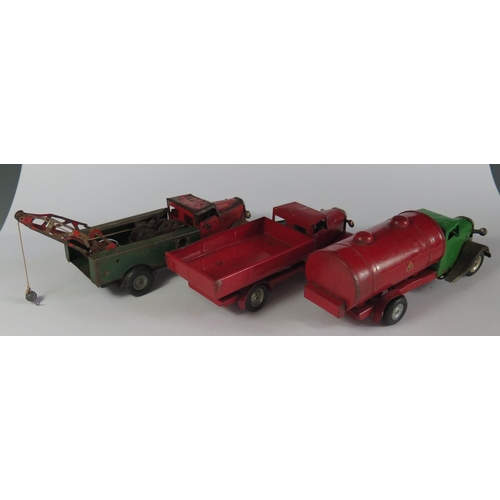 21 - Two Triang Minic Clockwork Delivery Lorry and Petrol Tanker both with repainted cabs and a breakdown... 