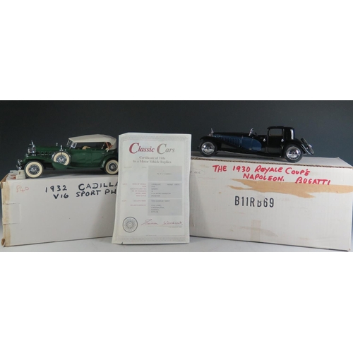 210 - Two 1:24 Scale Models, Franklin Mint 1930 Bugatti Royale Coupe Napoleon, Danbury Mint 1932 Cadillac ... 