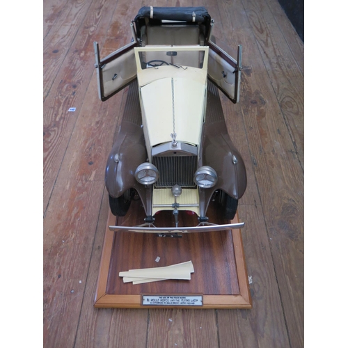 214 - A Pocher 1:8 Scale Rolls-Royce Phantom II Sedanca Coupe' 1932 in Cream and Brown. Damaged.