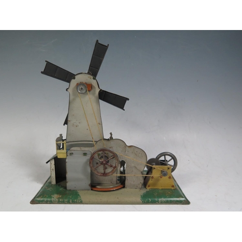 247 - A Scarce Centrimotor (German) Mechanical Tinplate Windmill with Rotating Donkey and Man.