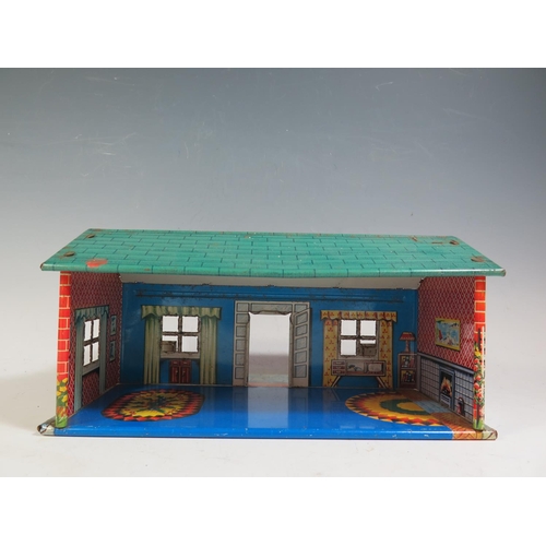 256 - A Marx Tinplate Dolls House Bungalow (28.5cm approx).