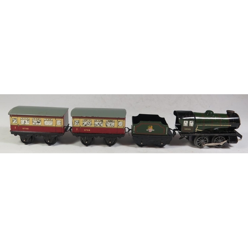 260 - An Hornby O Gauge Tinplate Clockwork Type 20 Train Passenger Set, Working).