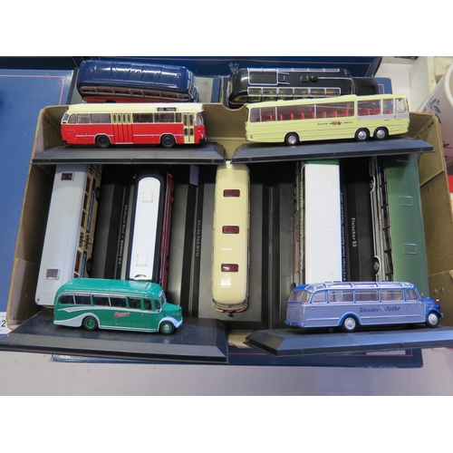 294g - A Collection Atlas Scale Model Buses on Plinths