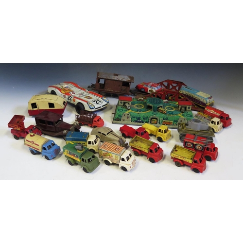 309 - A Collection Tinplate and Plastic Toy Cars, Truck, Vans etc.