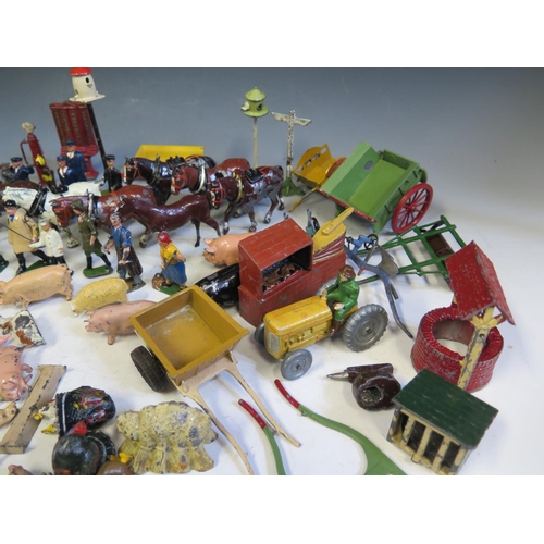 316 - A Britains Lead Farm (Approximately 108 Animals, 20 People, 33 Farm Furnishings, 76 other pieces).