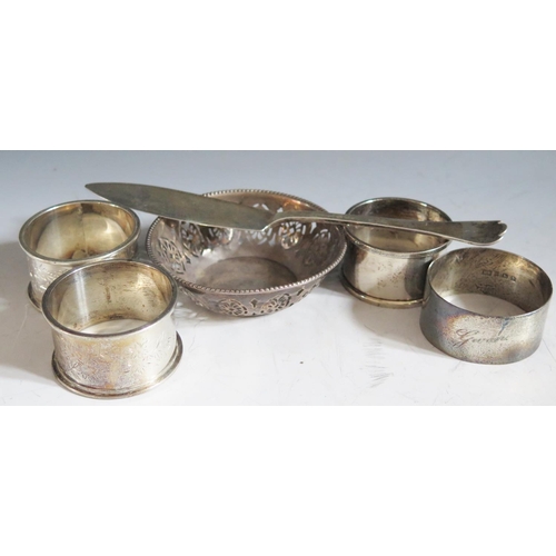 337A - A Pair of Edward VII Silver Napkin Rings Sheffield 1907 P Ashberry & Sons, two other napkin rings, p... 