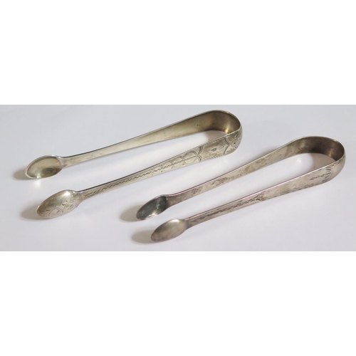 361 - Two Pairs of Bright Cut Silver Sugar Tongs, Newcastle and one other, 68g