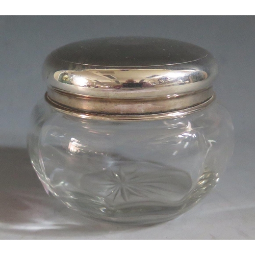 380 - A Chester Silver Top Dressing Table Pot, marks rubbed, 9cm diam.