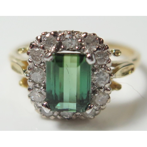 417 - A Modern 18ct Yellow Gold, Emerald and Diamond Ring, size P.5, 4.4g, EEW 1.75ct