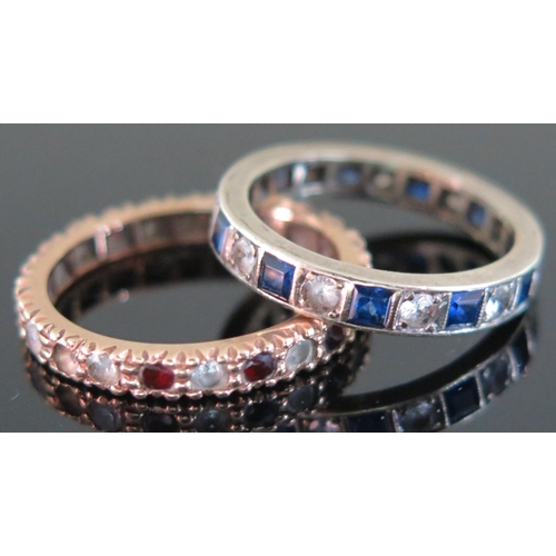 427 - An Unmarked Eternity Ring (size K, 2.5g) and 9ct yellow gold eternity ring, 2.3g