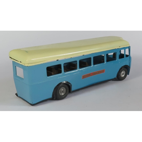 43 - A Triang Minic Clockwork 52M Single Deck Bus in blue and cream with working motor (repainted).