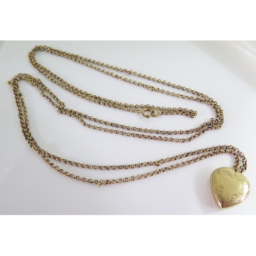 459 - A 9ct Gold Guard Chain 130cm and 9ct heart locket, 29.3g