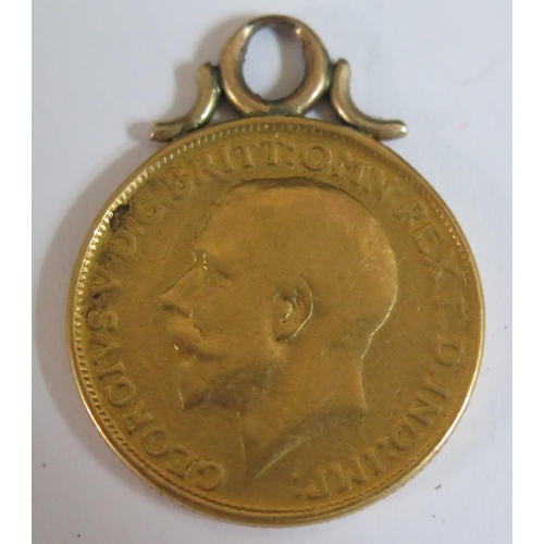 468B - A 1912 Gold Sovereign Pendant, 8.2g gross