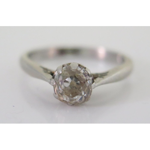 473 - A Platinum and Old Cut Diamond Solitaire Ring, size I, 2.9g, 6mm stone