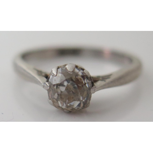 473 - A Platinum and Old Cut Diamond Solitaire Ring, size I, 2.9g, 6mm stone