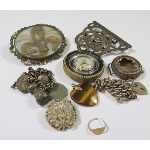 494 - A Selection of Silver and other jewellery, damaged gold ring 0.9g (mark rubbed), damaged 9ct gold mo... 