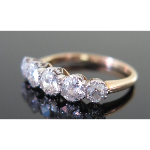 507a - An 18ct Yellow Gold Five Stone Diamond Ring, size O.5, 3.6g, S.B.&S. Ltd., EDW 2.2ct