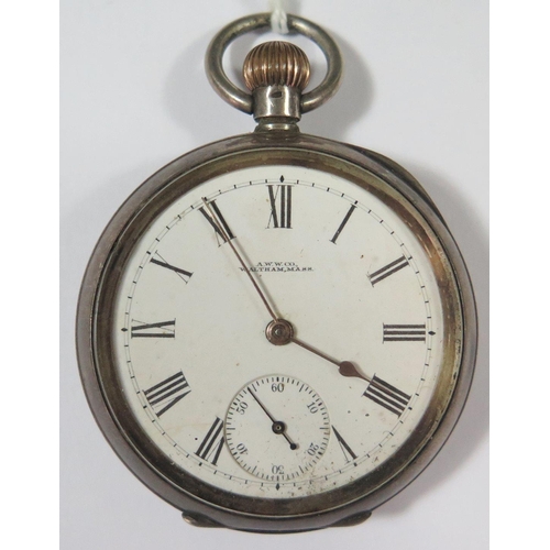 521 - A Waltham .935 Silver Cased Gent's Open Dial Pocket Watch, movement no. 11978404, needs attention