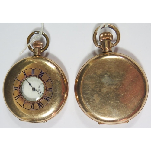 525 - A Waltham Gold Plated Gent's Half Hunter Pocket Watch movement no. 13159620 (running, glass cracked)... 