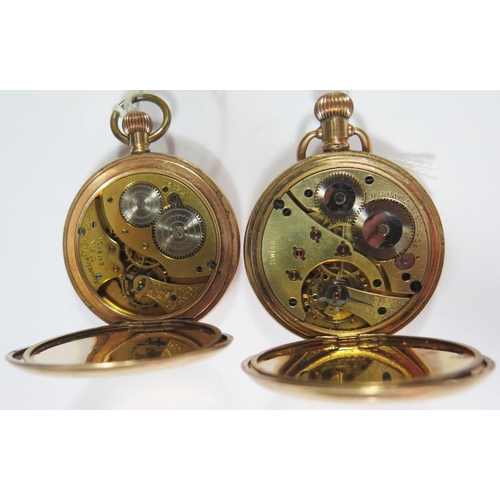 525 - A Waltham Gold Plated Gent's Half Hunter Pocket Watch movement no. 13159620 (running, glass cracked)... 