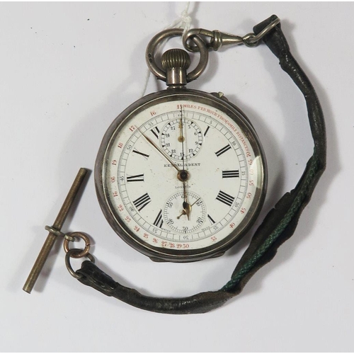 526 - A Kendall & Dent Silver Cased Gent's Chronograph Pocket Watch, London 1908 import marks, running and... 