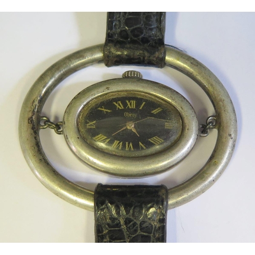 528 - An Obrey Silver Cased Wristwatch, running