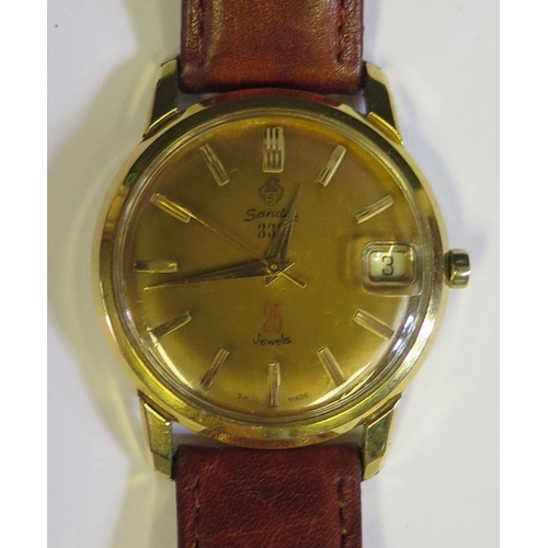 532 - A Sandoz 333 Automatic Gent's Wristwatch with gold plated 35mm case, 25 jewel movement, running