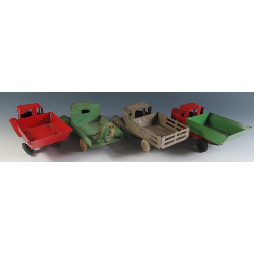 56 - Four Triang Tinplate Trucks, Stake truck and Breakdown Truck