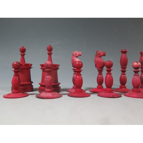 563 - A 19th Century Bone Chess Set, kings 10cm, pawns 4cm