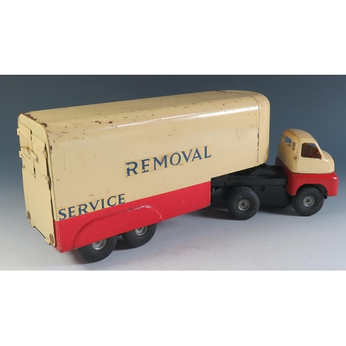 59 - A Triang Minic Tinplate Bedford Removals Lorry with Push n' Go Motor (36cm approx).