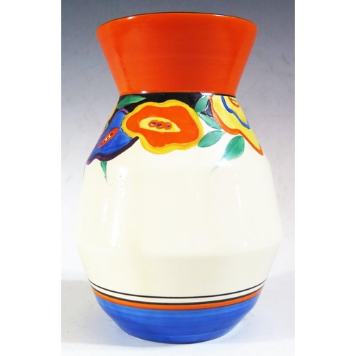 664 - A Very Rare Clarice Cliff Bizarre Garland Pattern 360 Vase, 20cm, 1929. Some crazing to body and fir... 