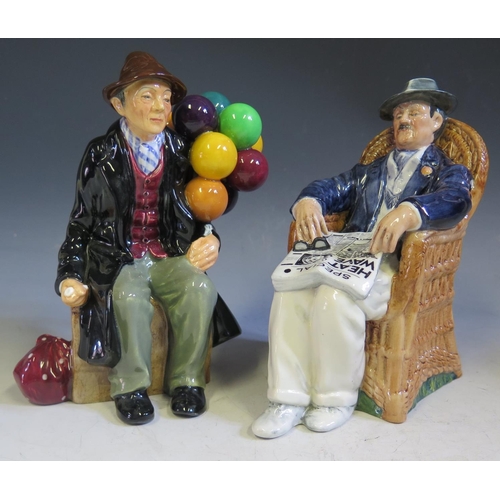 672 - Two Royal Doulton Figurines _ The Balloon Man HN1954 and Taking Things Easy HN 2677